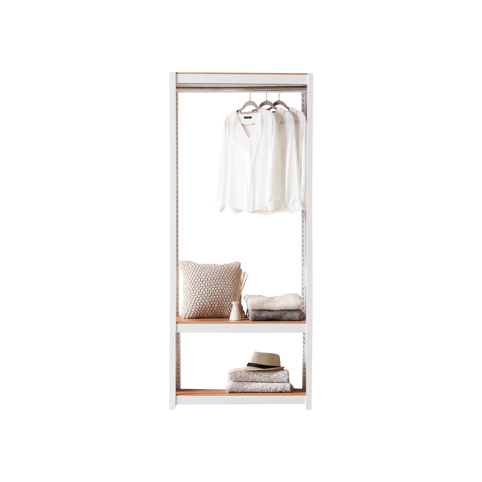 The Classic Clothing Rack with Shelf in WHITE