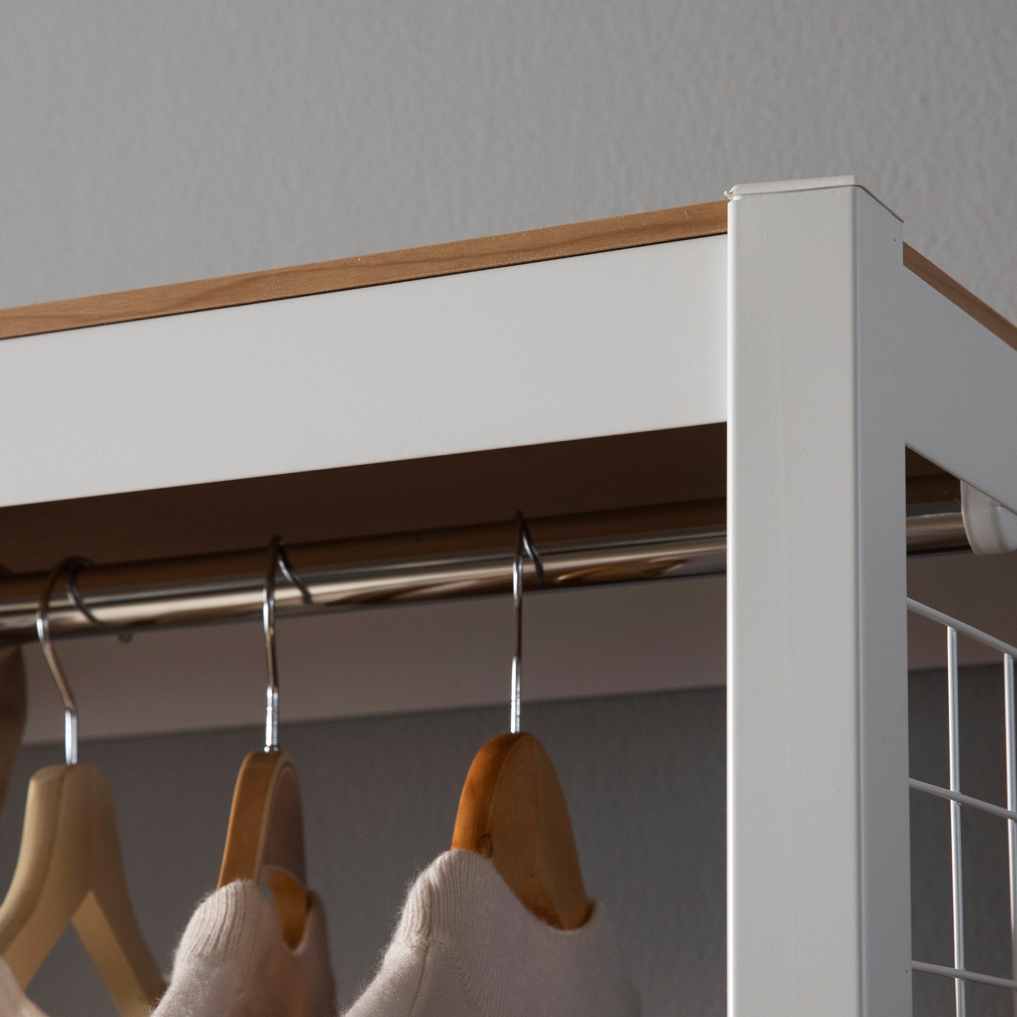 The Classic Double Clothing Rack with Mesh Board in WHITE