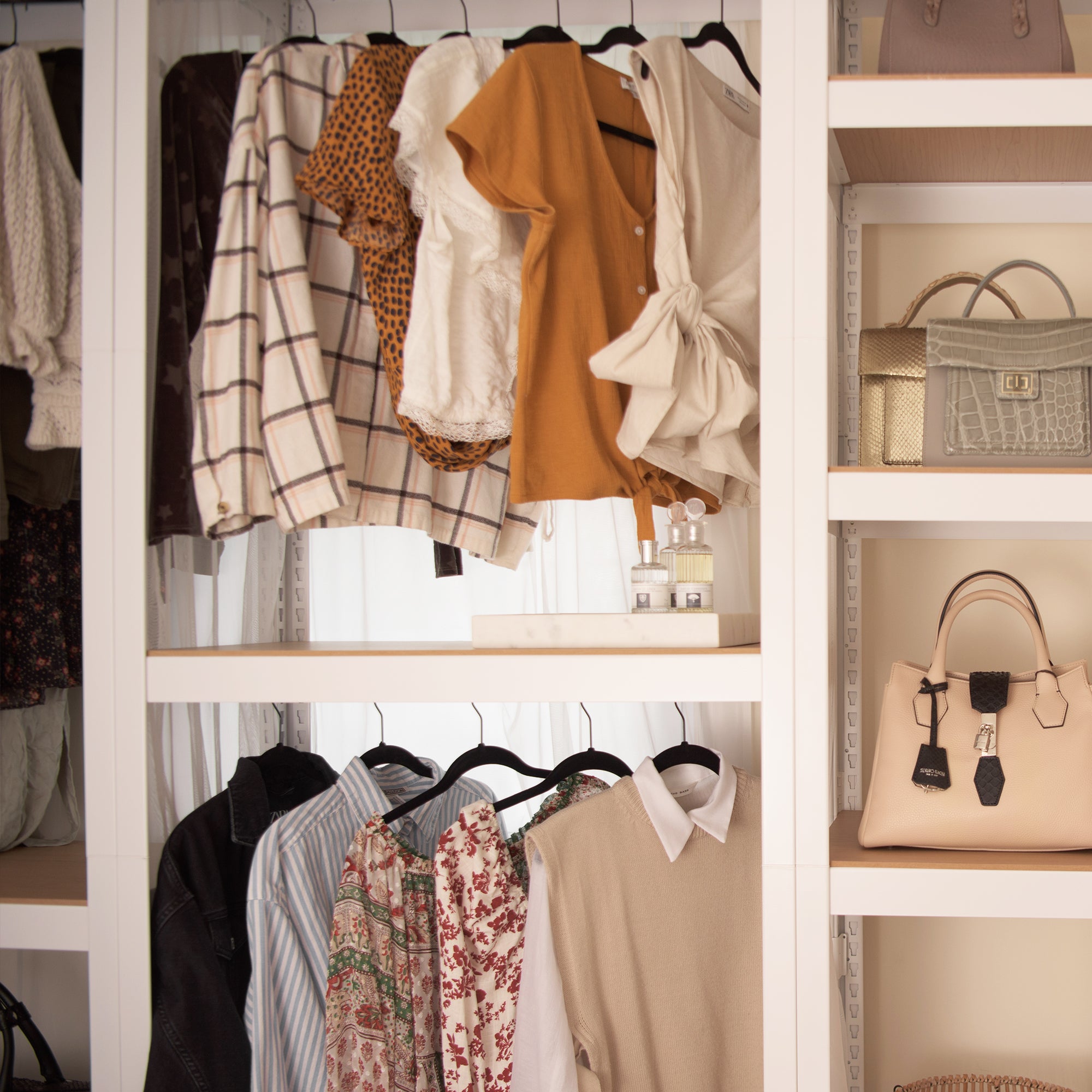 The Classic Double Clothing Rack with Mesh Board in WHITE