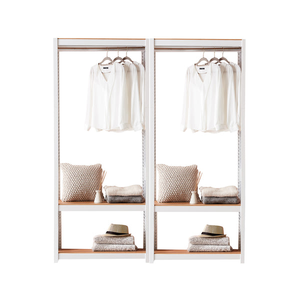 The Classic Clothing Rack with Shelf in White - 2 Sets