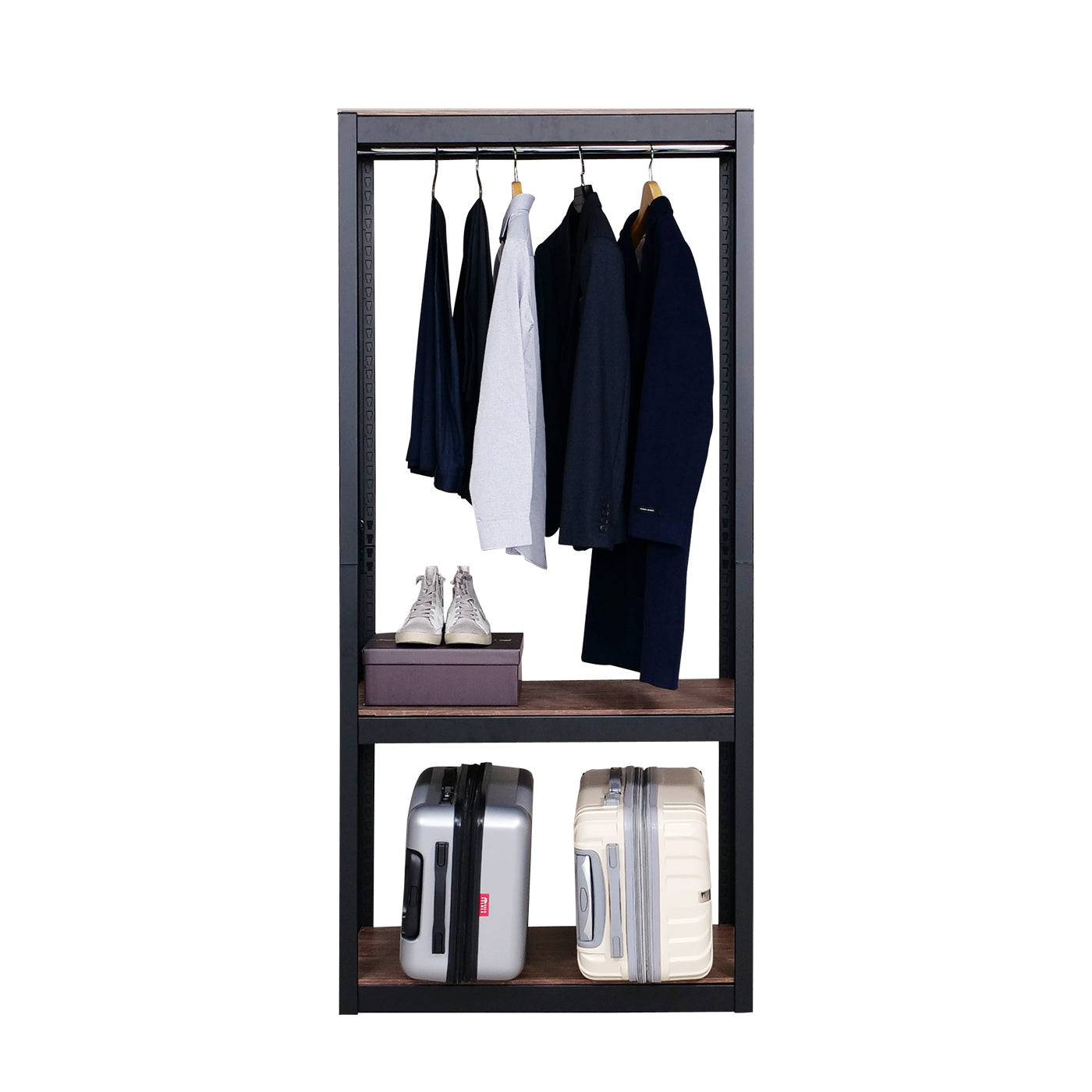 The Classic Clothing Rack with Shelf in Black