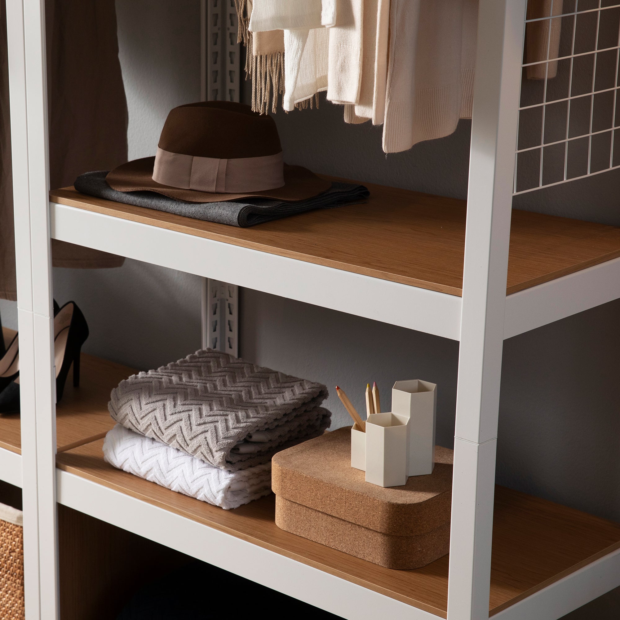 The Classic Clothing Rack with Shelf in WHITE