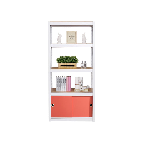4 Shelf + 1 Door in White/Coral